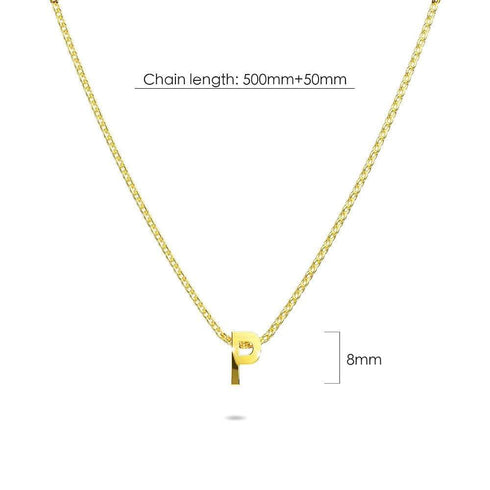Initials Brick Alphabet Letter Necklace Gold Layered Steel Jewellery